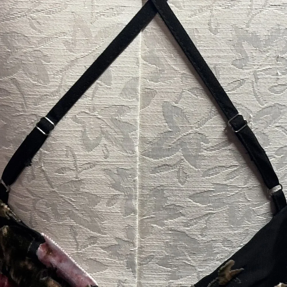 Olia Adjustable Strap Velvet Floral Burnout Whimsigoth Fairy Maxi Dress Size M - Picture 8 of 16